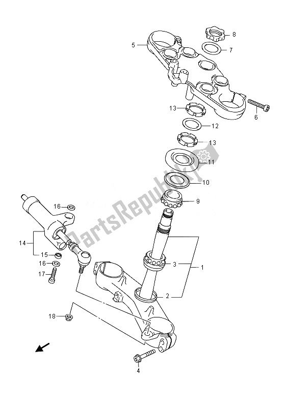 All parts for the Bracket Steering Damper of the Suzuki GSX 1300 RA Hayabusa 2014