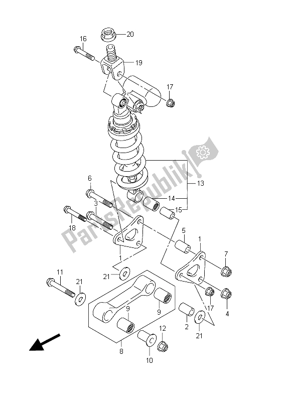 Tutte le parti per il Leva Del Cuscino Posteriore (gsx-r1000 E14) del Suzuki GSX R 1000 2011