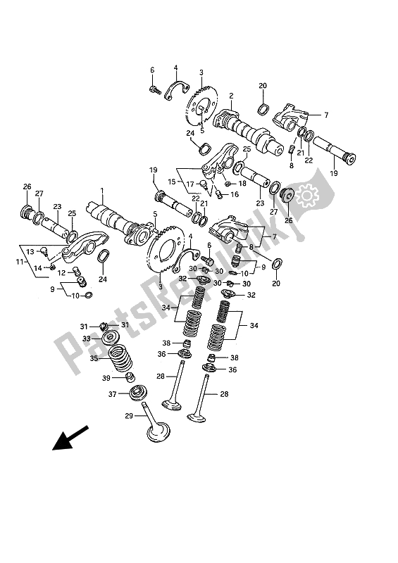 All parts for the Camshaft & Valve of the Suzuki VS 1400 Glpf Intruder 1994