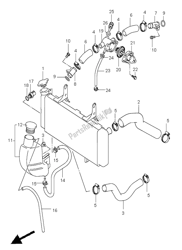 All parts for the Radiator Hose of the Suzuki DL 1000 V Strom 2006