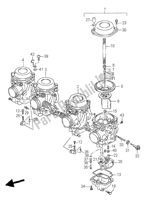 All parts for the Carburetor of the Suzuki GSX 750F 1996