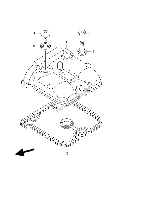 All parts for the Cylinder Head Cover of the Suzuki DR Z 400E 2002