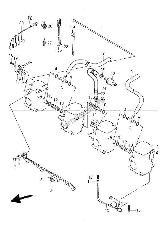 Tutte le parti per il Raccordi Carburatore del Suzuki GSF 600 NS Bandit 2002