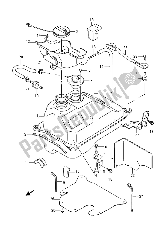 Alle onderdelen voor de Benzinetank van de Suzuki Burgman AN 400 AZA 2014