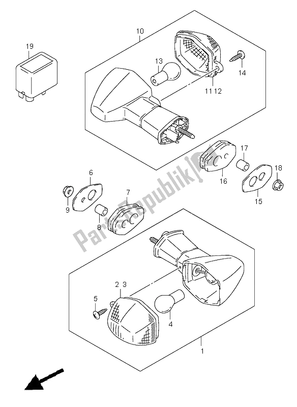 Alle onderdelen voor de Richtingaanwijzer Lamp van de Suzuki GSX R 750 2001