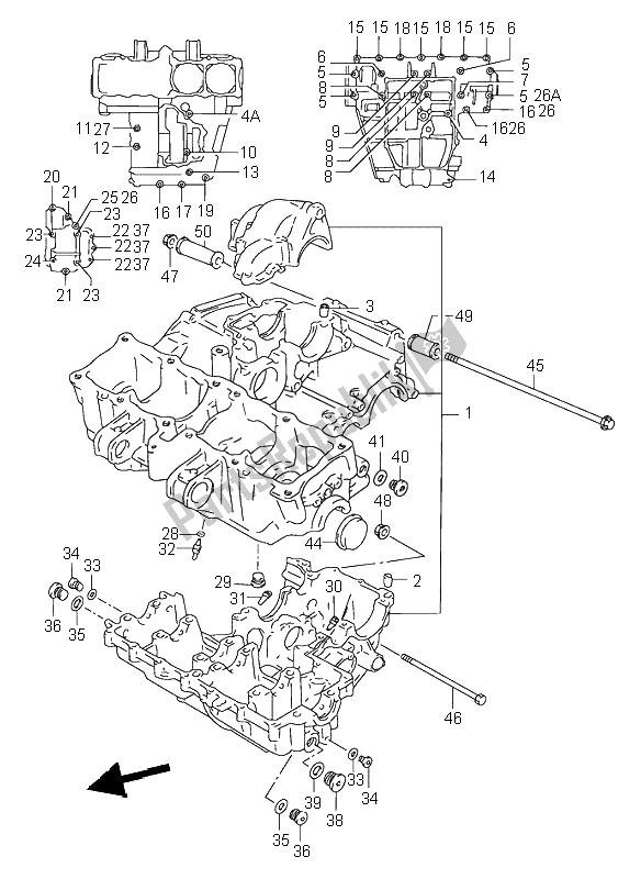 All parts for the Crankcase of the Suzuki RF 900R 1997