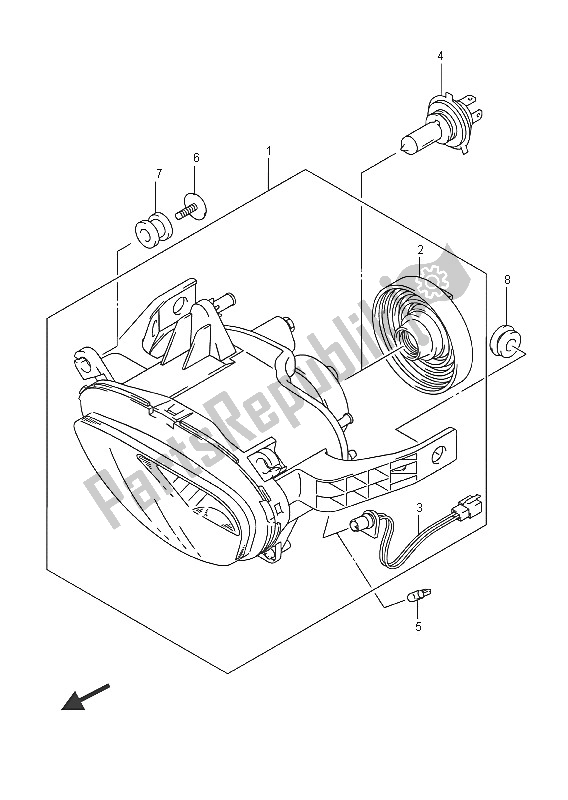 All parts for the Headlamp of the Suzuki VZ 800 Intruder 2016