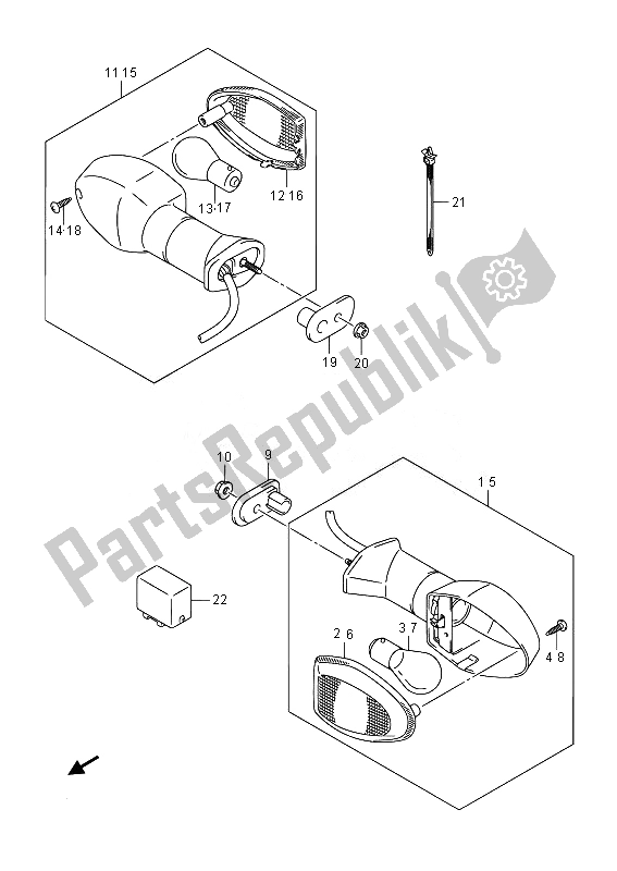 Toutes les pièces pour le Feu Clignotant du Suzuki GSR 750A 2014