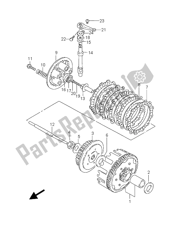 All parts for the Clutch of the Suzuki GZ 125 Marauder 2004