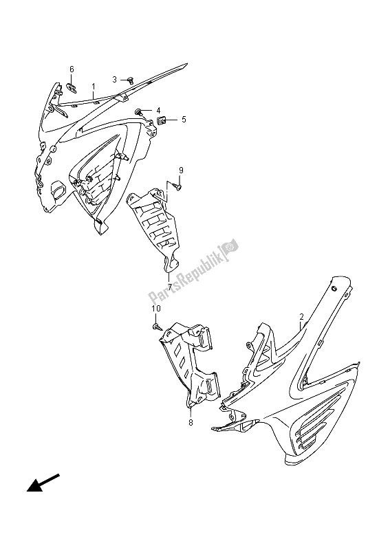 All parts for the Side Cowling of the Suzuki DL 650A V Strom 2015