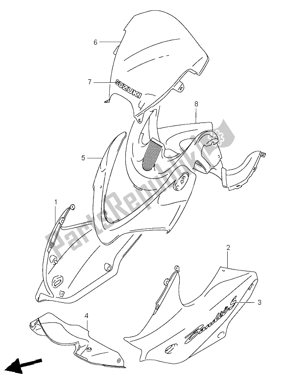 All parts for the Cowling Body (gsf600s-su) of the Suzuki GSF 600 NS Bandit 2003