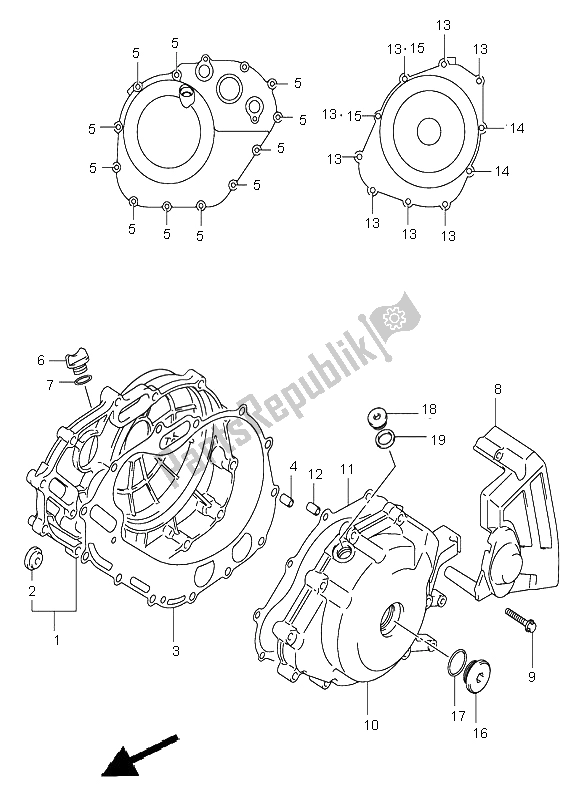 All parts for the Crankcase Cover of the Suzuki SV 650 NS 2003