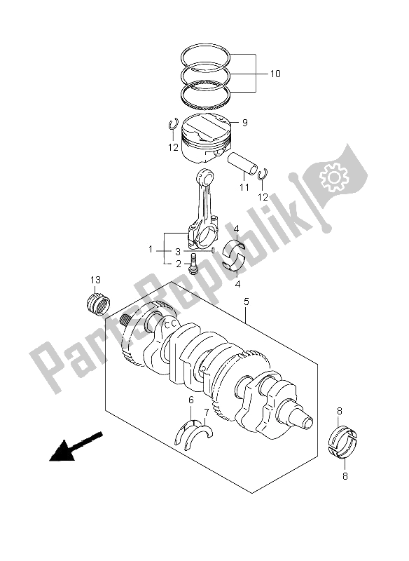 All parts for the Crankshaft of the Suzuki GSX 1300 BKA B King 2009