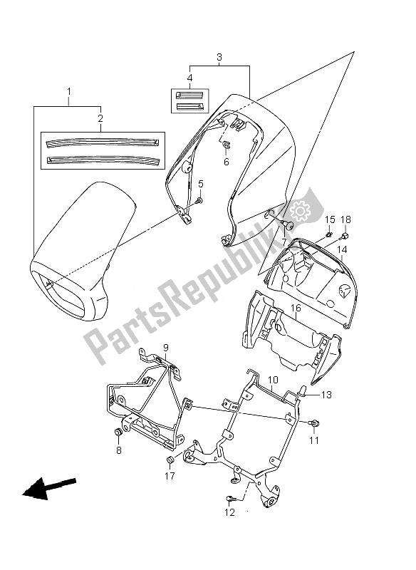 All parts for the Headlamp Cover (vzr1800z-zuf) of the Suzuki VZR 1800 Rnzr M Intruder 2010