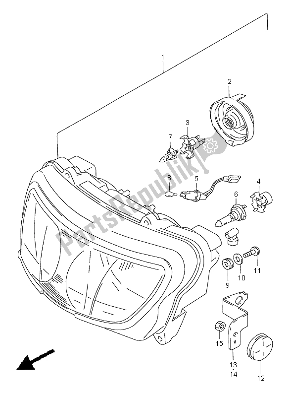 Tutte le parti per il Proiettore (e4-e18-e22-e25-e34-e39) del Suzuki GSX R 600 1997