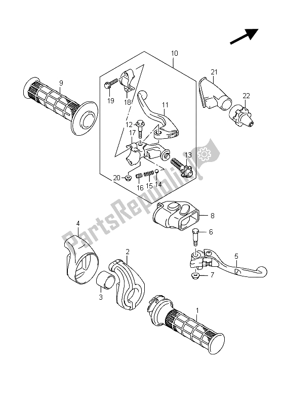 All parts for the Handle Lever of the Suzuki RM Z 250 2015