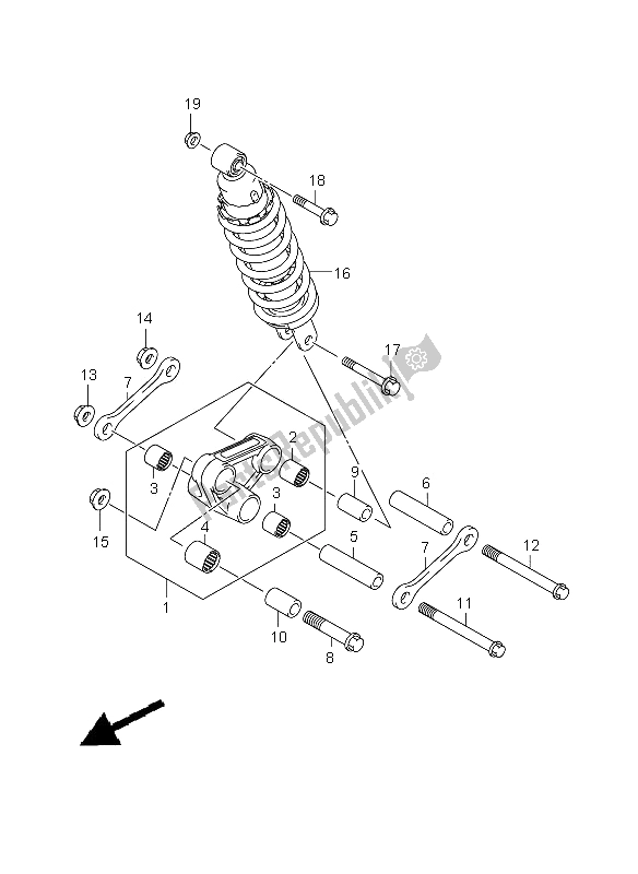 Tutte le parti per il Leva Del Cuscino Posteriore del Suzuki SFV 650A Gladius 2009