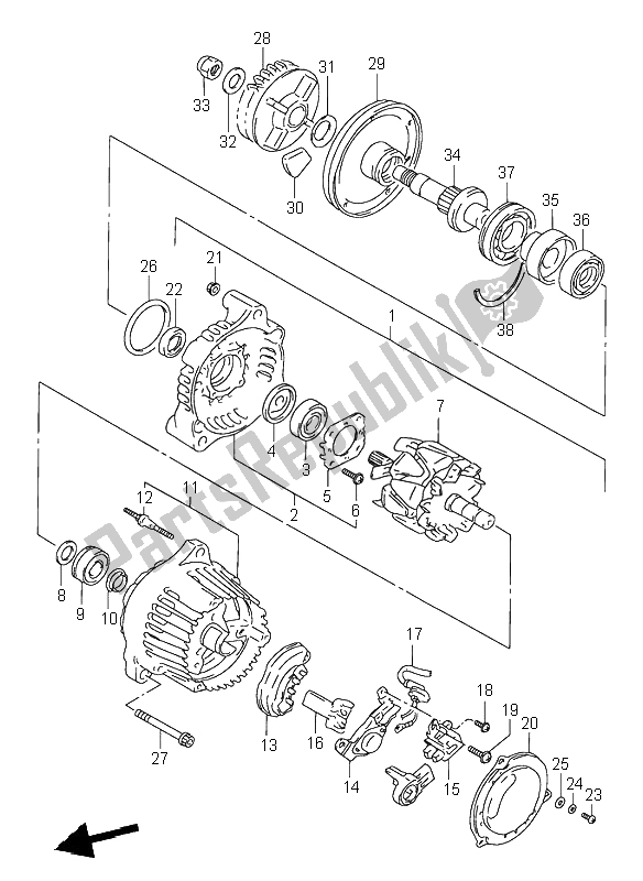 Todas las partes para Alternador de Suzuki GSX R 1100W 1998