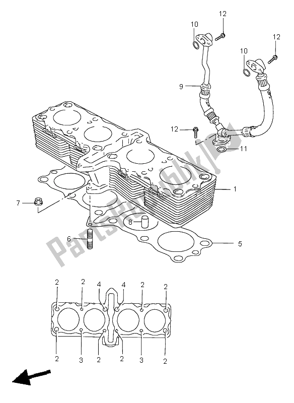 All parts for the Cylinder of the Suzuki GSX 750 2000