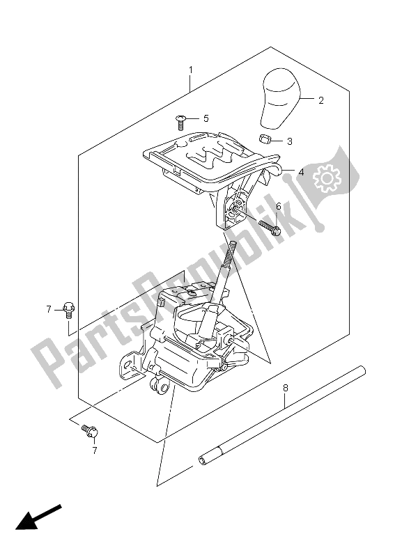 All parts for the Shift Lever of the Suzuki LT A 450X Kingquad 4X4 Limited 2008