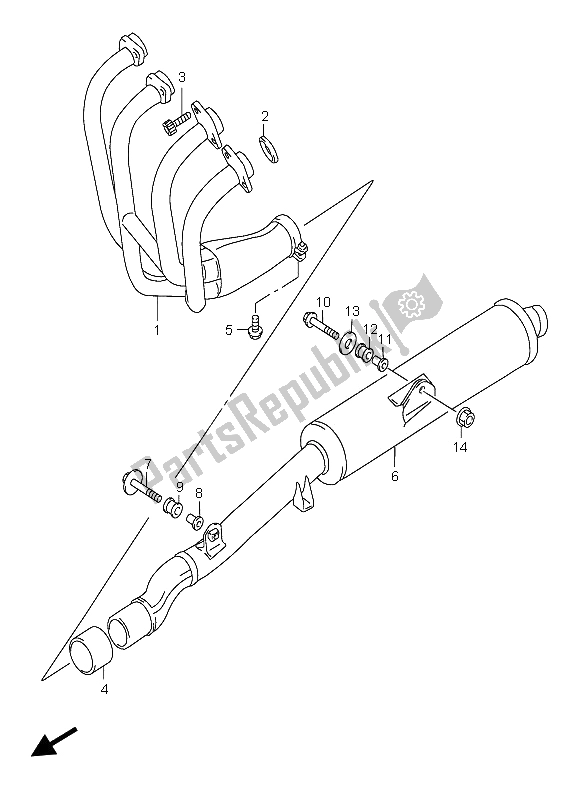 All parts for the Muffler of the Suzuki GSX 750F 2005