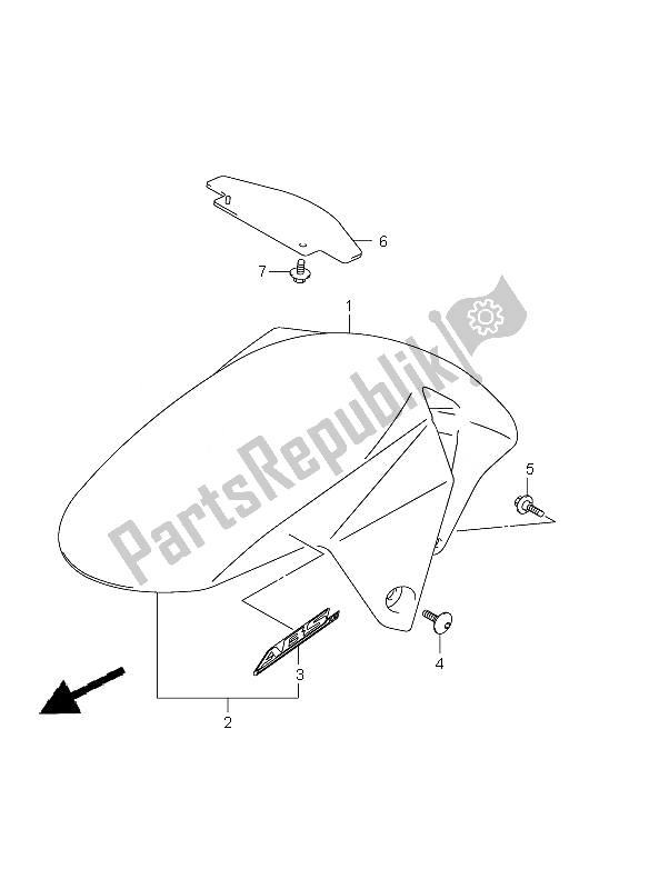 All parts for the Front Fender of the Suzuki SV 650 SA 2010