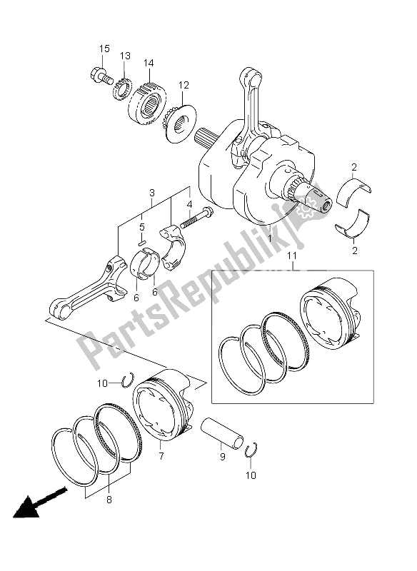 All parts for the Crankshaft of the Suzuki SV 650 Nsnasa 2008