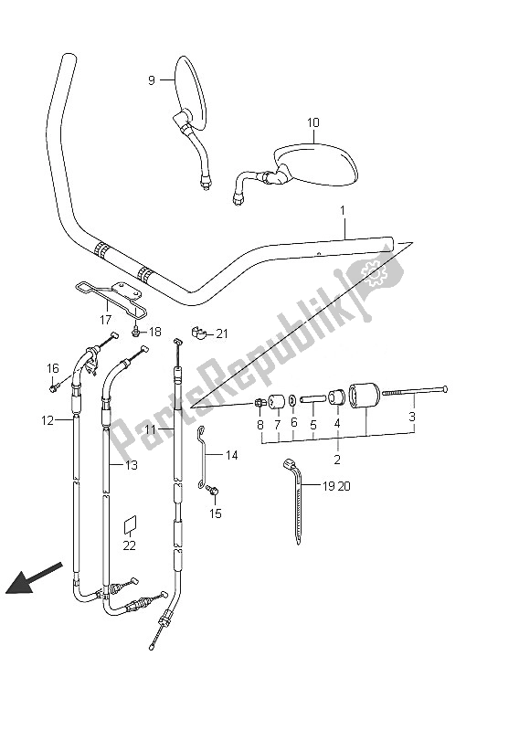 All parts for the Handlebar (vl800c E24) of the Suzuki C 800 VL Intruder 2011