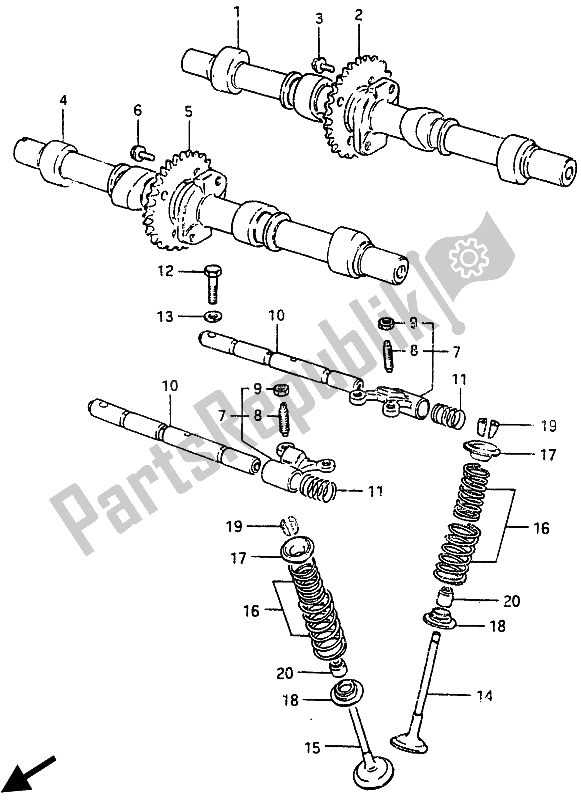 All parts for the Camshaft & Valve of the Suzuki GSX 750 Esefe 1985