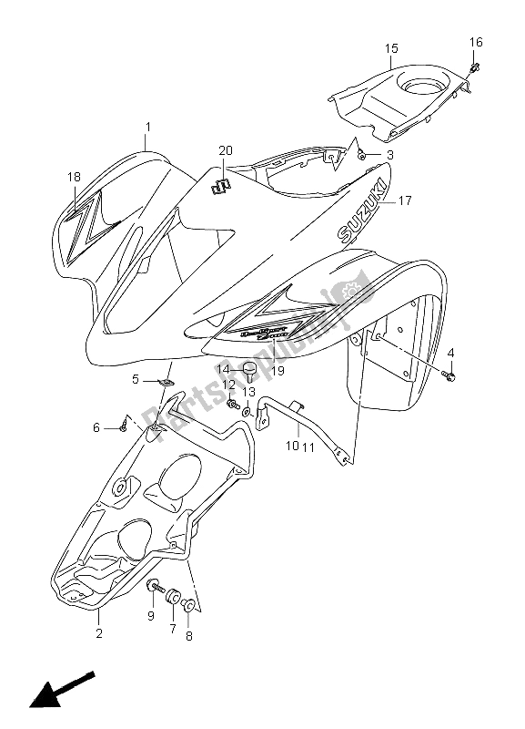 All parts for the Front Fender of the Suzuki LT Z 400 Quadsport Limited 2008