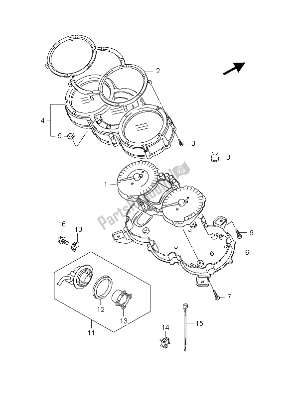 All parts for the Speedometer of the Suzuki DL 650 V Strom 2004