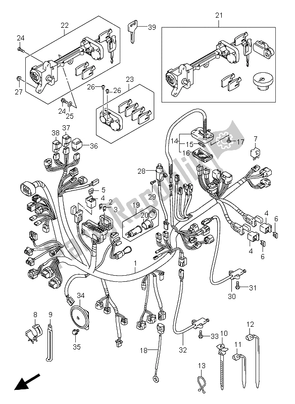 Toutes les pièces pour le Faisceau De Câbles (an650 E24) du Suzuki AN 650A Burgman Executive 2005