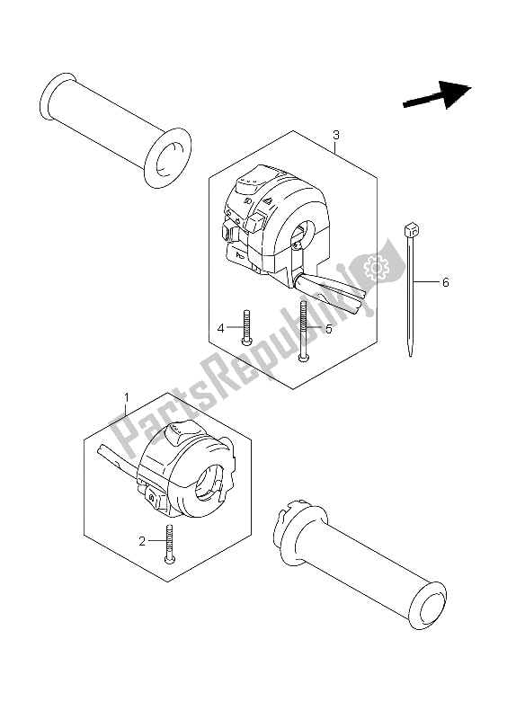 Alle onderdelen voor de Handvat Schakelaar van de Suzuki GSX 650 FA 2011