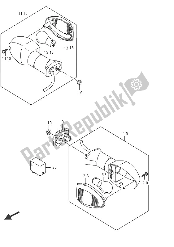 Alle onderdelen voor de Richtingaanwijzer Lamp van de Suzuki DL 650 AXT V Strom 2016