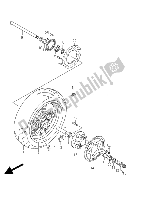 Todas as partes de Roda Traseira (sfv650a-ua) do Suzuki SFV 650A Gladius 2010