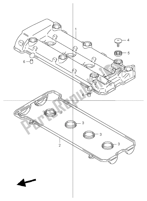 All parts for the Cylinder Head Cover of the Suzuki GSX 1300 RZ Hayabusa 2003