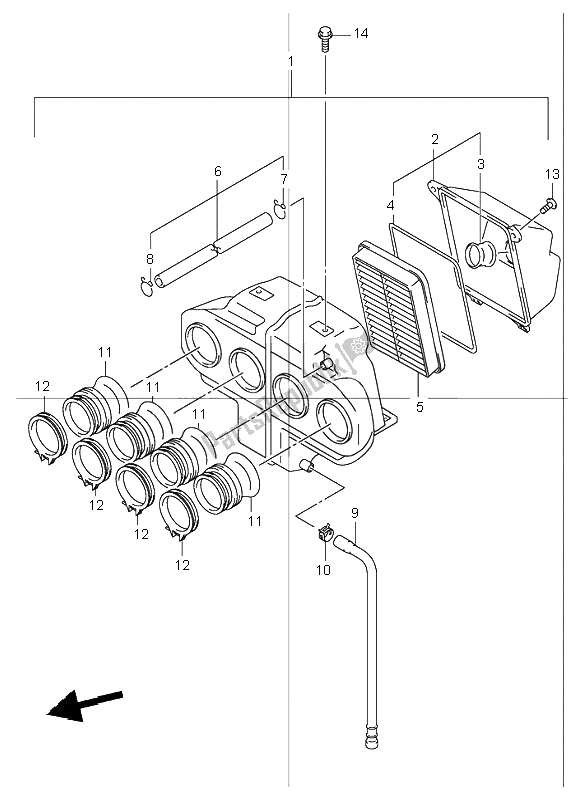 Alle onderdelen voor de Luchtfilter van de Suzuki GSF 1200 NS Bandit 2002