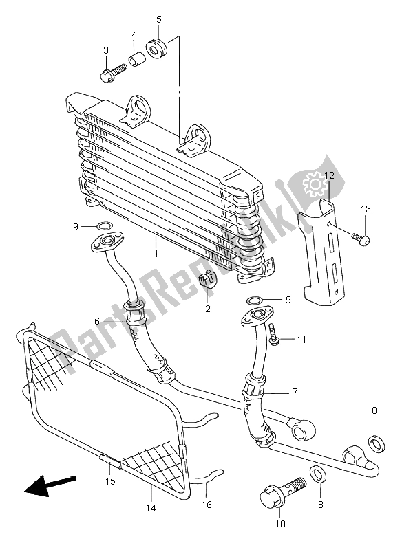 All parts for the Oil Cooler of the Suzuki GSX 750 1999