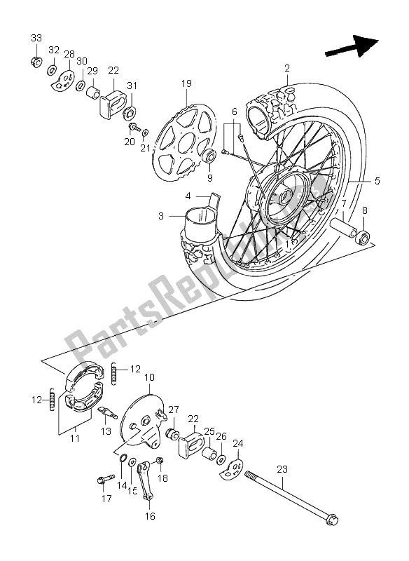 Tutte le parti per il Ruota Posteriore del Suzuki DR 125 SE 2000