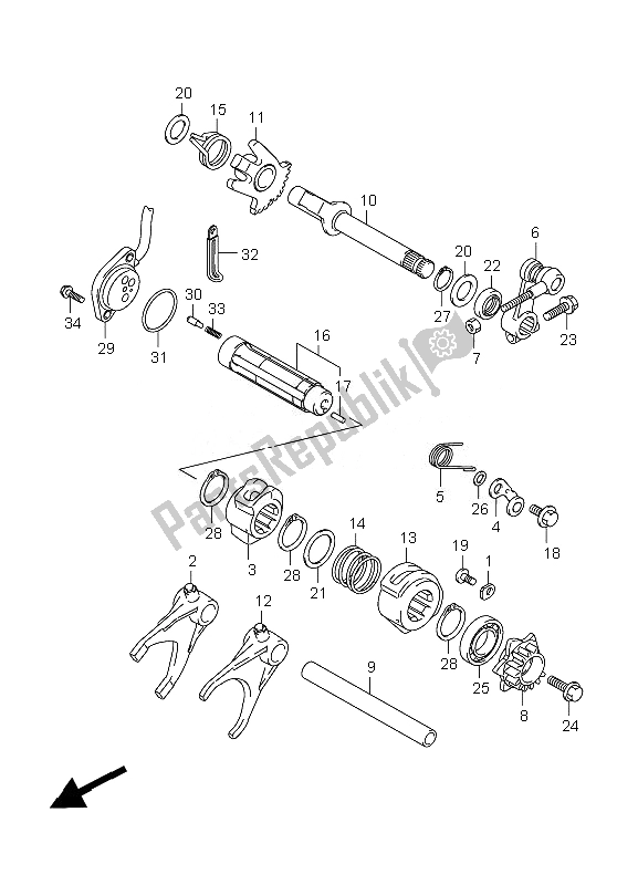 All parts for the Gear Shifting of the Suzuki LT A 750 XZ Kingquad AXI 4X4 2010