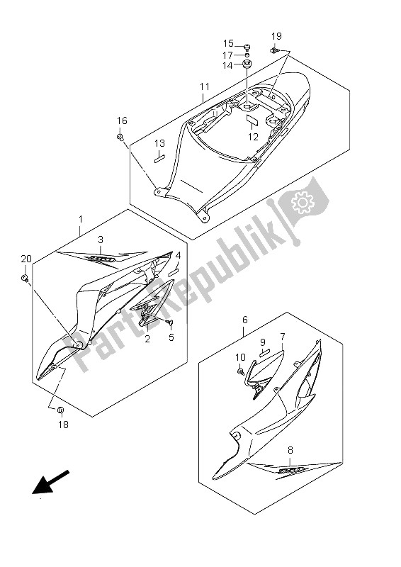 All parts for the Frame Cover (gsx-r750 E21:yvb) of the Suzuki GSX R 750 2012