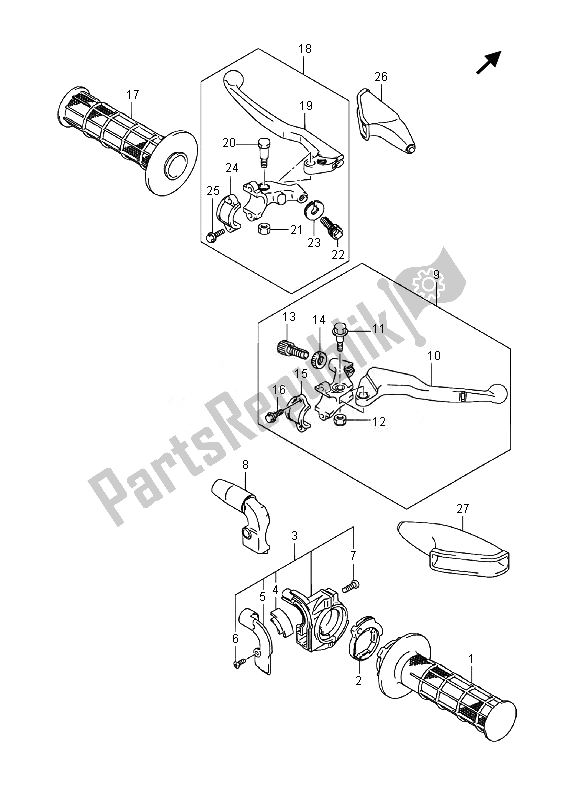 Todas as partes de Alavanca De Manivela (sw) do Suzuki DR Z 125 SW LW 2014