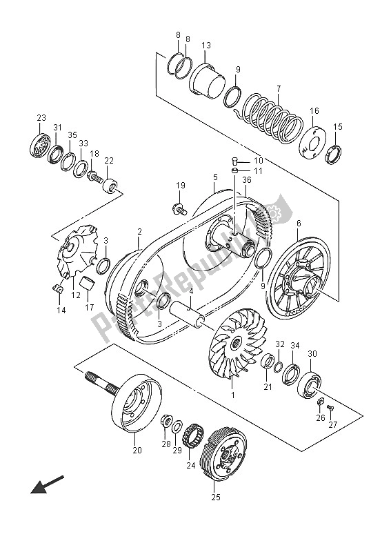 Toutes les pièces pour le Transmission (1) du Suzuki LT A 750 XPZ Kingquad AXI 4X4 2016