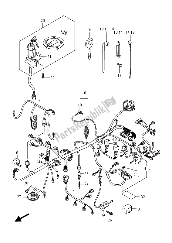 All parts for the Wiring Harness of the Suzuki GSX 1250 FA 2014