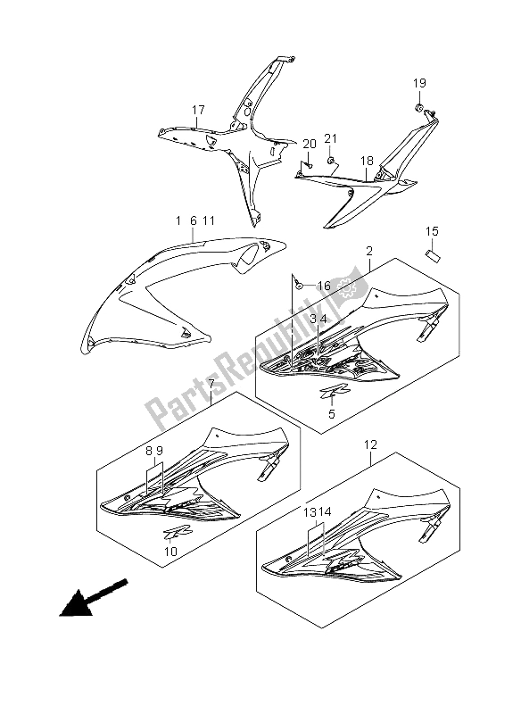 Tutte le parti per il Cofano Laterale del Suzuki GSX R 600 2009