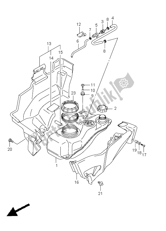 Alle onderdelen voor de Benzinetank van de Suzuki LT A 750 XPZ Kingquad AXI 4X4 2011