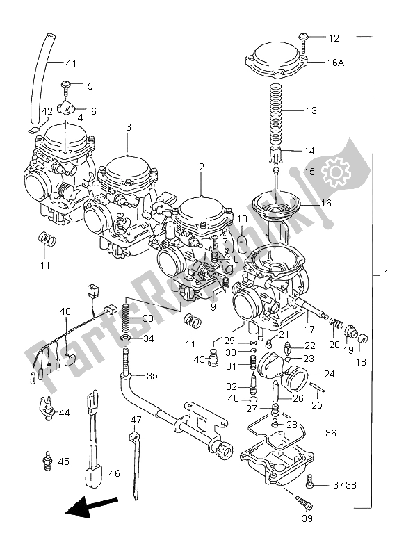 Tutte le parti per il Carburatore del Suzuki GSX 750 1998