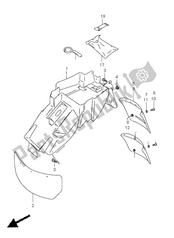 All parts for the Rear Fender of the Suzuki GSX R 600 2000