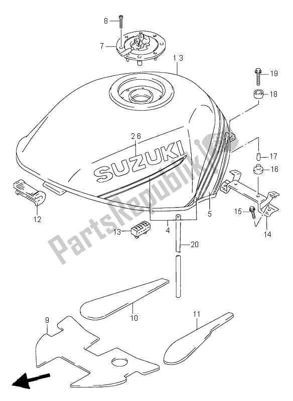 Tutte le parti per il Serbatoio Di Carburante del Suzuki RF 900R 1995