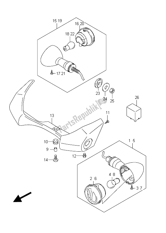 Todas las partes para Lámpara De Señal De Giro de Suzuki VZ 800 Intruder 2011